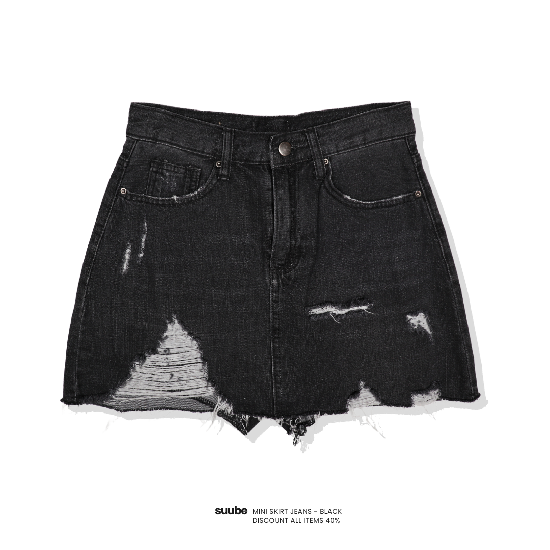 Mini Skirt Jeans - Black