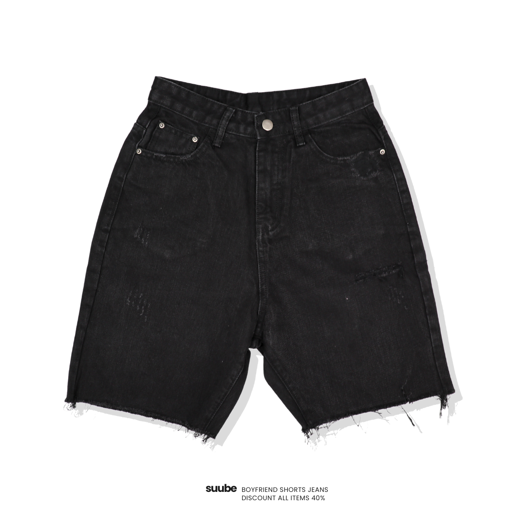 Boyfriend Shorts Jeans - Black