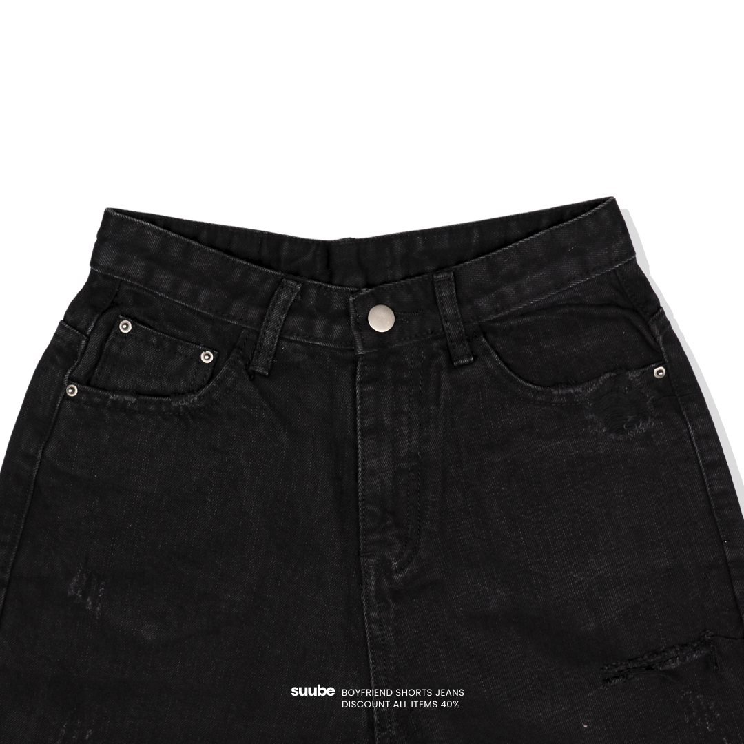 Boyfriend Shorts Jeans - Black