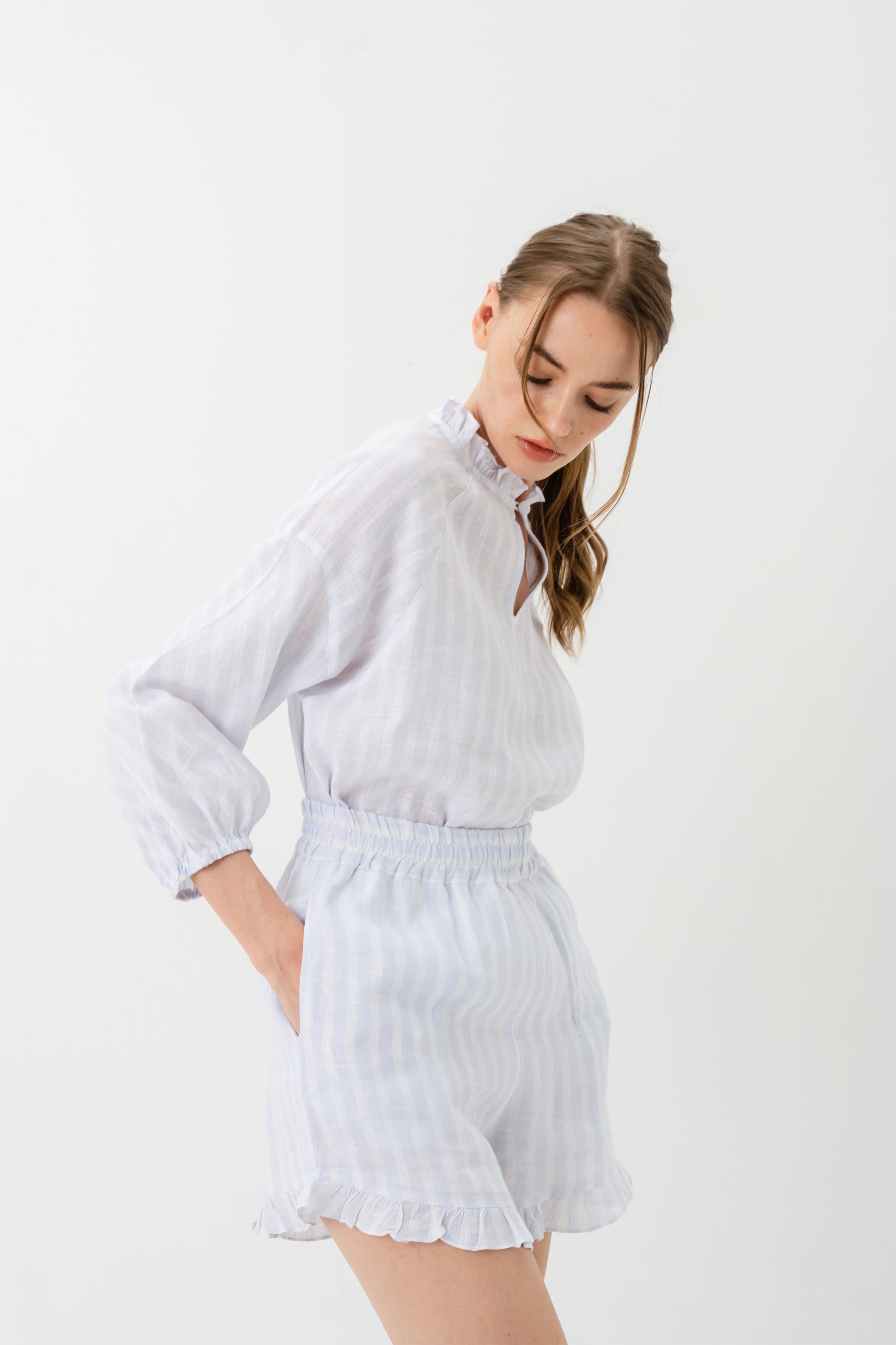 Ruffle set - Blue stripe