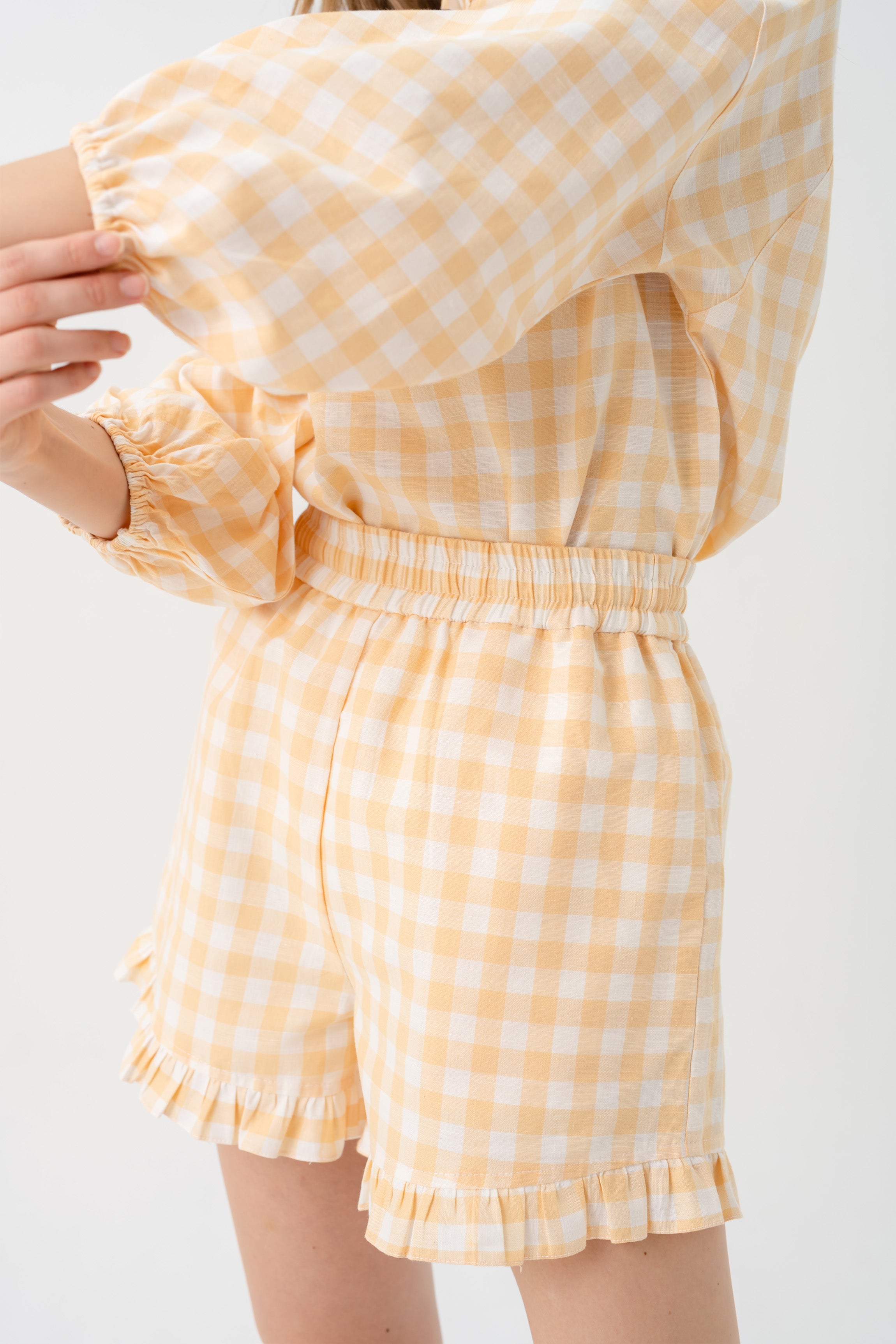 Ruffle set - Orange plaid